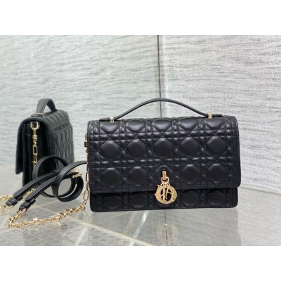 Dior Miss Dior Top Handle Bag in Black Cannage Lambskin IAMBS241232