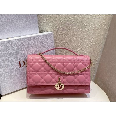 Dior Miss Dior Top Handle Bag in Melocoton Pink Cannage Lambskin IAMBS241233