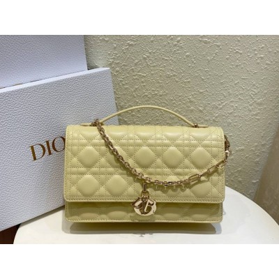 Dior Miss Dior Top Handle Bag in Pastel Yellow Cannage Lambskin IAMBS241234
