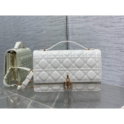 Dior Miss Dior Top Handle Bag in White Cannage Lambskin IAMBS241235