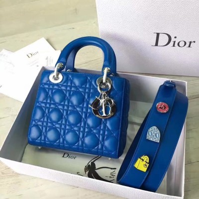 Dior My Lady Dior Bag In Blue Lambskin IAMBS240945