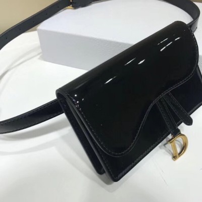 Dior Saddle Belt Bag In Black Patent Leather IAMBS240502