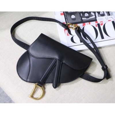 Dior Saddle Belt Bag In Black Smooth Calfskin IAMBS240503