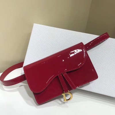 Dior Saddle Belt Bag In Red Patent Leather IAMBS240508
