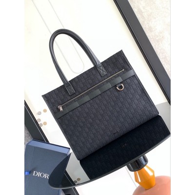 Dior Safari Tote Bag in Black Dior Oblique Jacquard IAMBS241249
