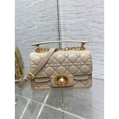 Dior Small Jolie Top Handle Bag in Beige Cannage Calfskin IAMBS241236