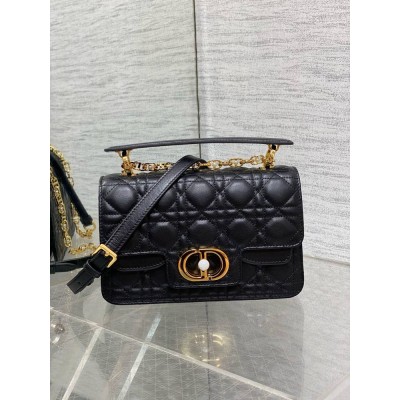 Dior Small Jolie Top Handle Bag in Black Cannage Calfskin IAMBS241237