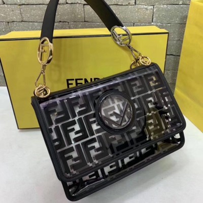 Fendi Black Kan I F Bag In Transparent PU IAMBS241454