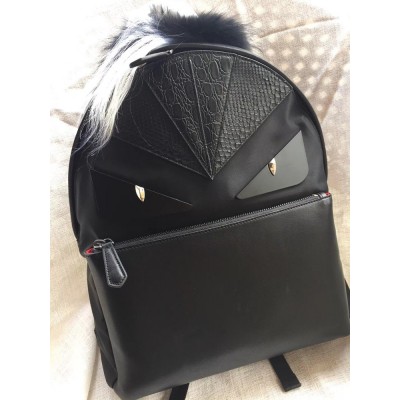 Fendi Black Large Bag Bugs Eyes Python Backpack IAMBS241302