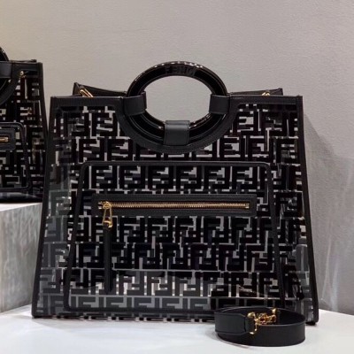 Fendi Black Large PU Runaway Shopper Bag IAMBS241577
