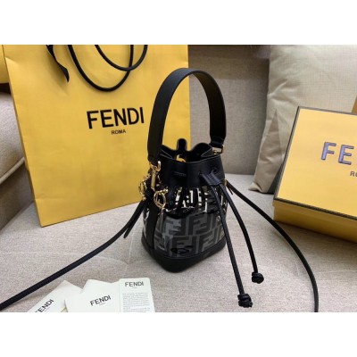 Fendi Black Mon Tresor Mini Bucket Bag In Transparent PU IAMBS241638
