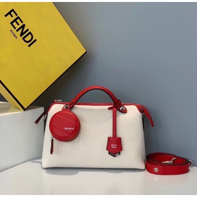 Fendi By The Way Medium Bag In Canvas With Red Leather IAMBS241374