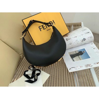 Fendi Fendigraphy Small Hobo Bag In Black Leather IAMBS241390