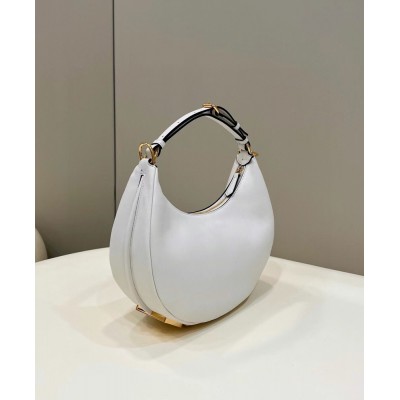 Fendi Fendigraphy Small Hobo Bag In White Leather IAMBS241396