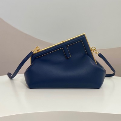 Fendi First Small Bag In Dark Blue Nappa Leather IAMBS241407