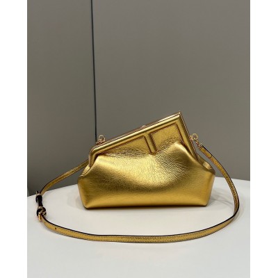 Fendi First Small Bag In Gold Laminated Leather IAMBS241408