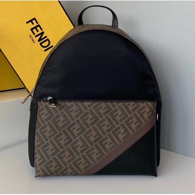 Fendi Large Backpack In FF Fabric With Nylon And Leather IAMBS241310