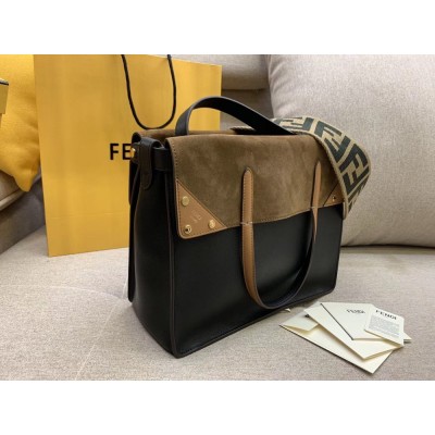 Fendi Large Flip Tote Bag In Black Calfskin IAMBS241628