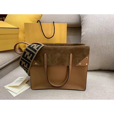 Fendi Large Flip Tote Bag In Brown Calfskin IAMBS241629