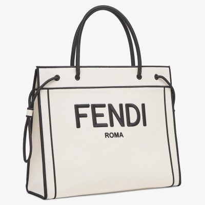Fendi Large Roma Shopper Bag In Undyed Canvas IAMBS241593