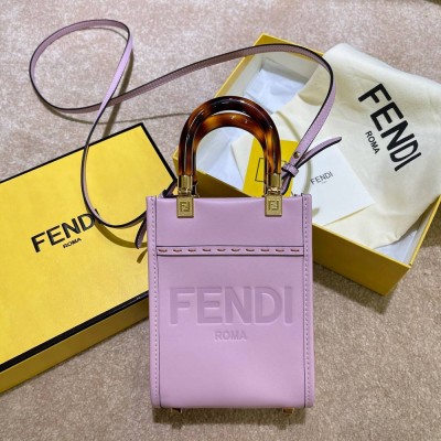 Fendi Mini Sunshine Shopper Bag In Lilas Leather IAMBS241520
