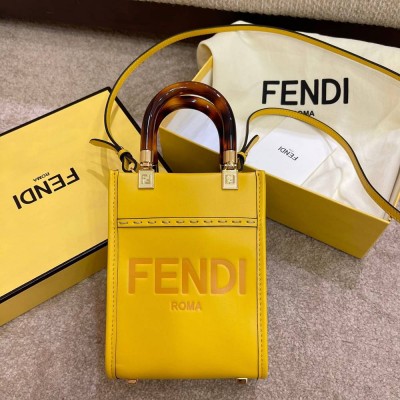 Fendi Mini Sunshine Shopper Bag In Yellow Leather IAMBS241522