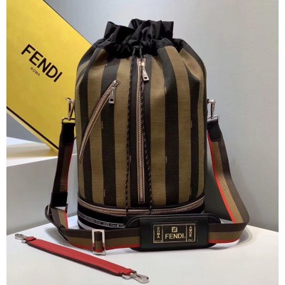 Fendi Mon Tresor Drawstring Bag In Pequin Striped Fabric IAMBS241643