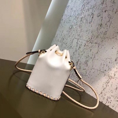 Fendi Mon Tresor Mini Bucket Braided Bag In White Calfskin IAMBS241656