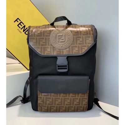 Fendi Nylon Backpack With Glazed Fabric With FF Motif IAMBS241313