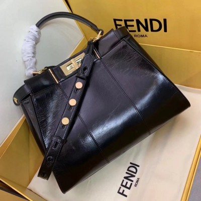 Fendi Peekaboo Medium Bag In Black Lambskin IAMBS241545