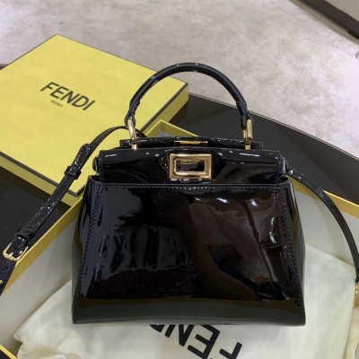 Fendi Peekaboo Mini Bag In Black Patent Calfskin IAMBS241506