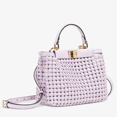 Fendi Peekaboo Mini Bag In Lilac Interlace Leather IAMBS241510
