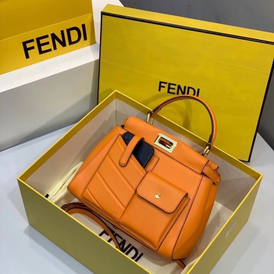 Fendi Peekaboo Mini Pocket Bag In Orange Calfskin IAMBS241516