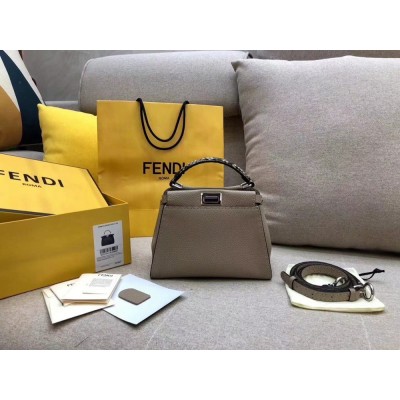 Fendi Peekaboo Mini Selleria Grey Bag with Python Leather Handle IAMBS241518