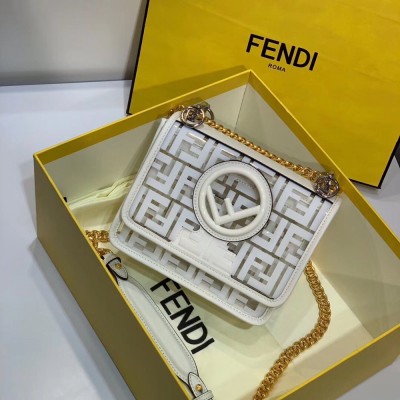 Fendi Small Kan I F Bag In White Transparent PU IAMBS241465
