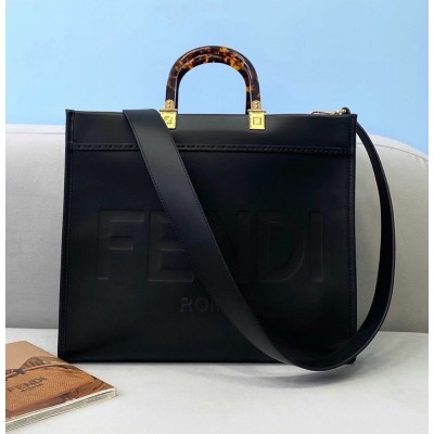 Fendi Sunshine Medium Shopper Bag In Black Calfskin IAMBS241603