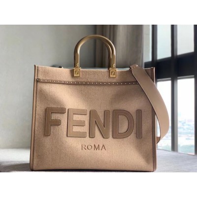 Fendi Sunshine Medium Shopper Bag In Brown Flannel IAMBS241604