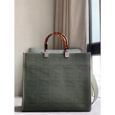 Fendi Sunshine Medium Shopper Bag In Green FF Fabric IAMBS241586