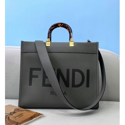 Fendi Sunshine Medium Shopper Bag In Grey Calfskin IAMBS241605