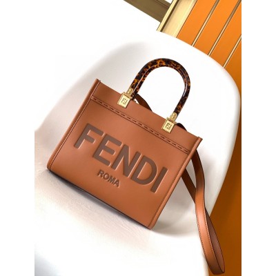 Fendi Sunshine Small Tote Bag In Brown Calfskin IAMBS241619