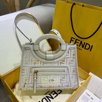 Fendi White Small PU Runaway Shopper Bag IAMBS241600