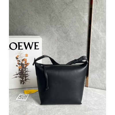 Loewe Cubi Small Bag in Black Calfskin and Jacquard IAMBS241692