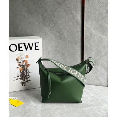 Loewe Cubi Small Bag in Green Calfskin and Jacquard IAMBS241693