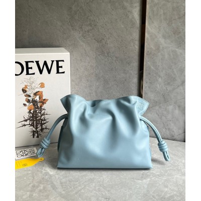 Loewe Flamenco Clutch Bag In Dusty Blue Calfskin IAMBS241707