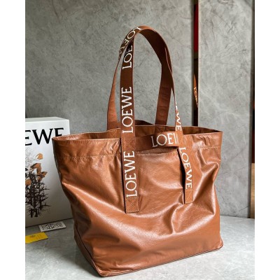 Loewe Fold Shopper Bag in Brown Paper Calfskin IAMBS241870