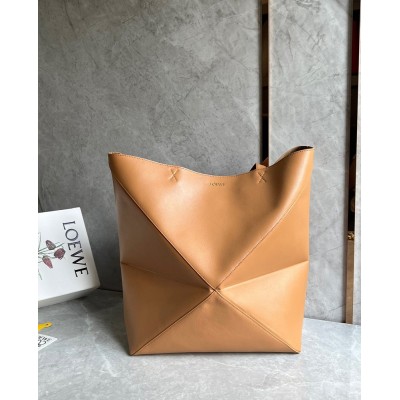 Loewe Large Puzzle Fold Tote Bag in Tan Calfskin IAMBS241885