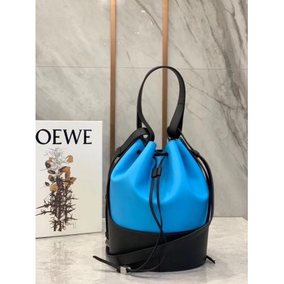Loewe Medium Balloon Bucket Bag In Blue/Black Calfskin IAMBS241671