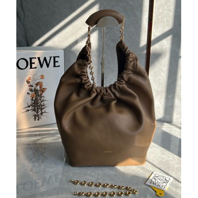 Loewe Medium Squeeze Bag in Brown Nappa Lambskin IAMBS241873