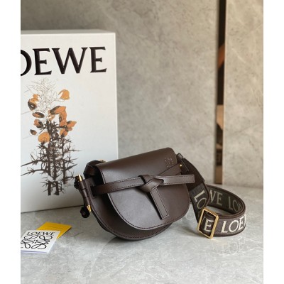 Loewe Mini Gate Dual Bag In Chocolate Calfskin IAMBS241743