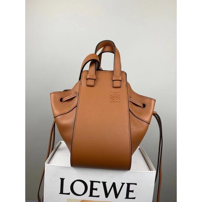 Loewe Mini Hammock Drawstring Bag In Brown Calfskin IAMBS241769